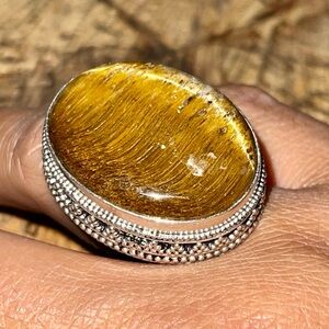 Golden Chatoyant Tigereye Ring Size 7 1/2